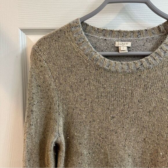 J.Crew Lurex classic crewneck shimmer classic sweater- Gold/ Heather Grey size S - Picture 4 of 7